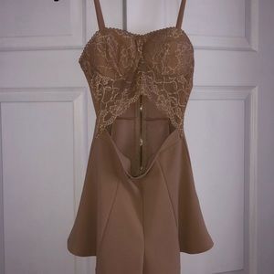Beige mid cut out romper
